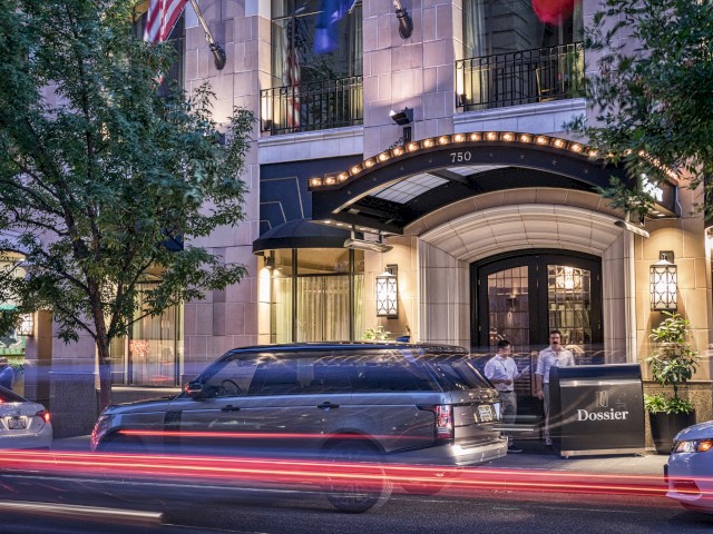 Street view of a building entrance with 